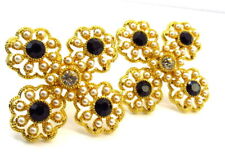 Vintage Pearl Rhinestone Clip Earrings Bold 80's Statement Costume Jewelry