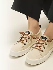 Zapatillas Topsider Sperry® Crest Vibe, para mujer, talla 9,5, crema/marrón nuevas sin etiquetas - Imagen 1 de 9