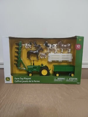 John Deere Farm Toy Playset Tomy 10 Piece 2021 NIB Kids Set ~ Tractor, Cattle - Image 1 of 4