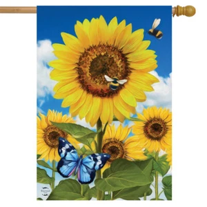 Girasoles y Abejas Casa de Verano Bandera Floral Mariposa 28" x 40" Briarwood Lane - Imagen 1 de 4