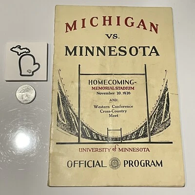 1926 Michigan @ Minnesota Golden Gophers Original OFFICIAL Football Program FR- - Image 1 of 4