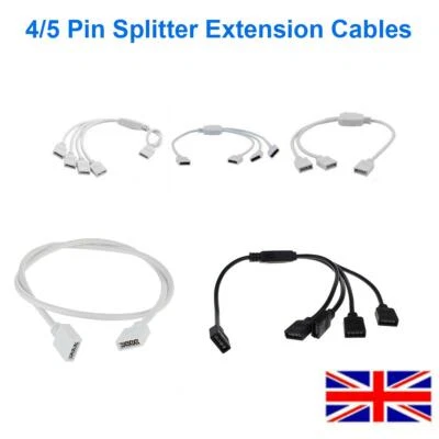 1 TO 2/3/4 RGB RGBW 4PIN 5PIN SPLITTER 3528 5050 LED STRIP LIGHT CONNECTOR CABLE - Image 1 of 4