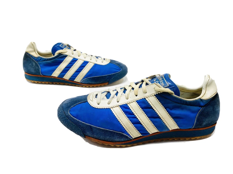 70's Adidas West Germany Royal Blue Nylon & Suede Sneakers Vintage M size 9 RARE - Image 1 of 4