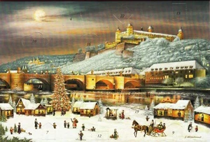 Calendario de Adviento "Navidad en Würzburg" Mainufer tarjeta plegable con sobre - Imagen 1 de 3