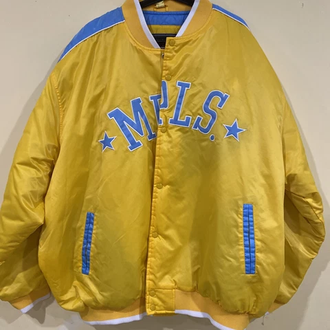 VTG NBA Hardwood Classics Minneapolis MPLS Lakers G-III Satin Bomber Jacket 3XL Cover