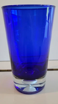 COBALT BLUE KOSTA BODA CYLINDER VASE FLARE TOP BUBBLE BOTTOM 6.25 INCHES - Image 1 of 4