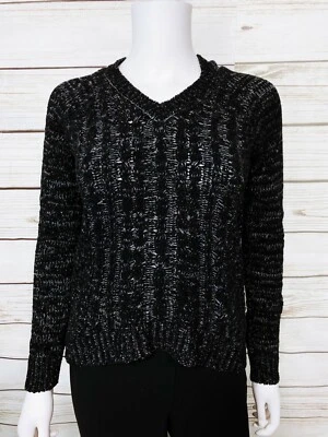 Suéter con Capucha Tejido SO para Mujer Talla XS Negro y Gris Elastizado Manga Larga Pullover Foto 1 de 4