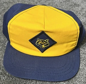 Vintage Cub Scout Wolf Patch Snapback Canvas S/M Made In USA Blau Gelb Cap Mütze - Bild 1 von 6