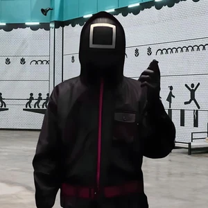 Squid Game Black Guard Officer Costume Jumpsuit with Gloves and Mask - Picture 1 of 10
