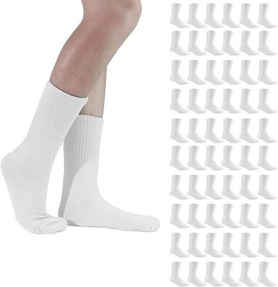 12 Pairs Men White Solid Sports Cotton Crew Socks  Athletic Work Size 9-11 10-13 - Image 1 of 1