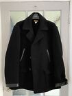 Real Mccoys Black / Dark Navy Pea Coat / Overcoat, Size 44