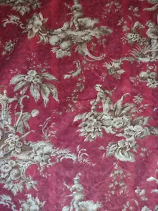 BLOOMCRAFT RED LINEN ASIAN MOTIF DESIGNER FABRIC 54"W 9 1/3 YARDS - Picture 1 of 6