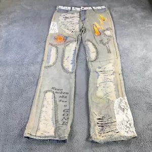 Who Decides War By MRDR BRVDO Jeans Mens 38 Lined Denim Pants Distressed Look Up - Picture 1 of 15
