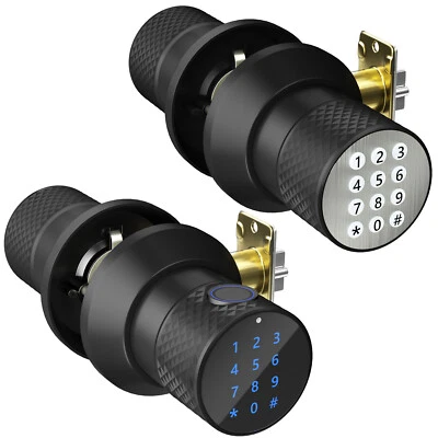 Keyless Entry Door Lock Fingerprint Smart Electronic Keypad Knob Deadbolt App - Image 1 of 4