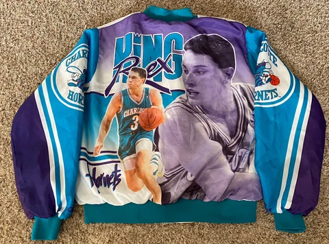 Vintage 90s King Rex Chapman Charlotte Hornets Chalk Line Fanimation Jacket XL Cover