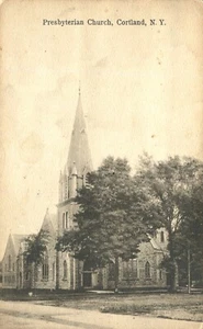 Postal de la Iglesia Presbiteriana Cortland Nueva York 1920 - Imagen 1 de 2