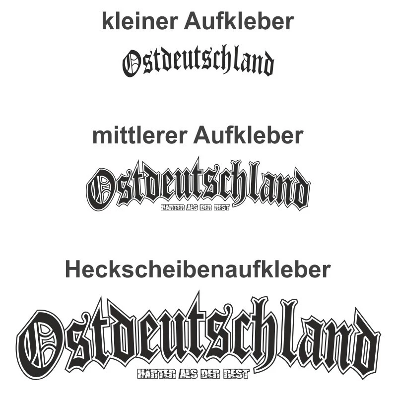 Aufkleber Ostdeutschland altdeutsch 3 GRÖSSEN klein groß osten Motive schrift