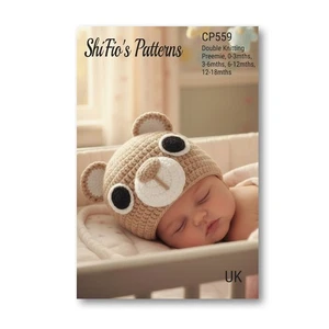 Häkelanleitung für Baby Bär Mütze, Neugeborene bis 18 Monate CP559 - Bild 1 von 7