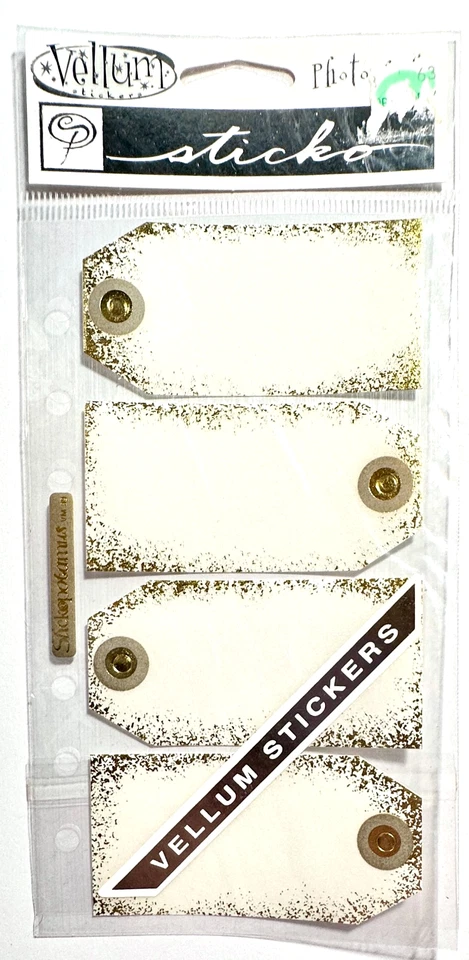 Etiquetas adhesivas de vitela con punteadas doradas para álbumes de recortes adorno de tarjetas Sticko Foto 1 de 1