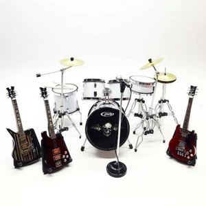 1/12 Miniature Drum Set P.D.P Style White + 3Guitars & Mic New Display Prop Gift - Picture 1 of 5