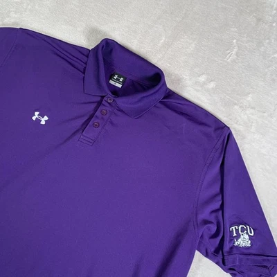 TCU Horned Frogs Shirt Mens XL Purple NCAA Football Performance Polo Golf UA - Image 1 of 4