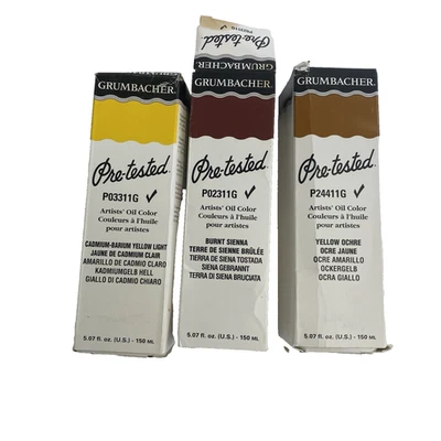 Lote de 3 tubos de pintura al óleo de artista permanente Grumbacher de colección probada previamente 2007 Foto 1 de 4