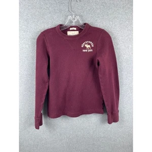 Abercrombie and Fitch Muscle Sweater Kid's L Red Waffle Knit Crewneck Pullover - Picture 1 of 9