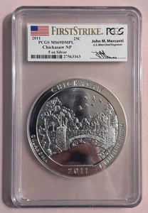 2011 ATB Chickasaw NP 5 Oz Silver  25c PCGS MS69DMPL 1st Strike, Mercanti Signed - Picture 1 of 2