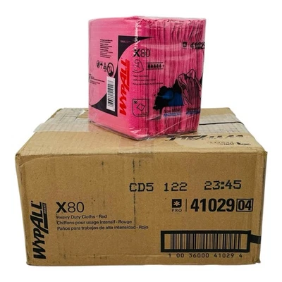 200 paños de alta resistencia Wypall X80 Powerclean toallas de tienda rojas 12,5" x 12", 41029 Foto 1 de 4