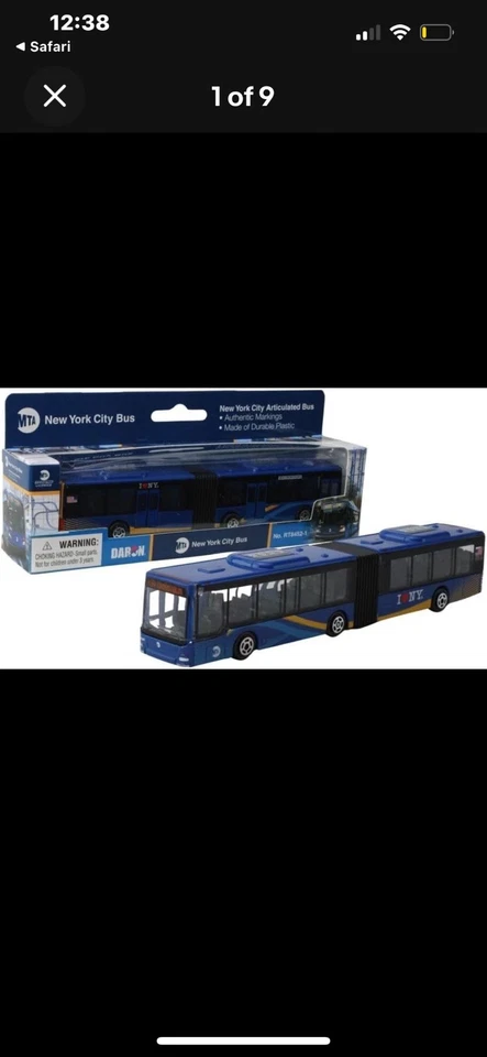 Autobús articulado Daron Nueva York 6 pulgadas de largo RT8452-1 azul Foto 1 de 4