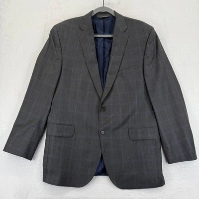 David Donahue Mens 44R Gray Plaid 100% Wool Two Button Blazer Jacket - Image 1 of 4