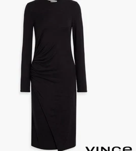 VINCE. Langarm Midi gerafftes Etuikleid schwarz Damen Kleid Gr: XS - Bild 1 von 10