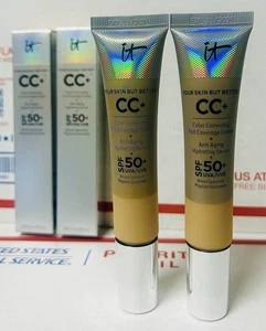 Lote de 2 - IT Cosmetics CC+ Crema FPS 50+ UVA/UVB - 1,08 oz - Mediana Nueva en caja - Imagen 1 de 7