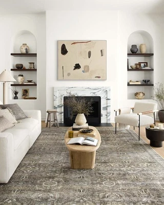 Tapete de área Layla Collection LAY-13 antigo/musgo 9'-0" x 12'-0" .13" grosso, macio... - Imagem 1 de 4