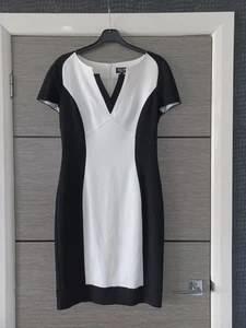 Ladies M&S Per Una Speziale Black/White Monochrome Dress UK 12 VGC - Picture 1 of 4