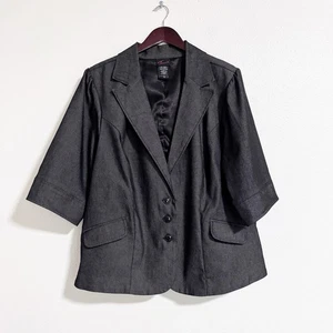Torrid klassischer Blazer mit Knopfleiste und Puffärmeln grau Größe 3X - Bild 1 von 9