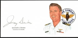 Litografía firmada a mano por Jeremiah Denton corte firma GOE Vietnam prisionero de guerra (d) - Imagen 1 de 1