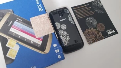 New Nokia Asha 308 (Unlocked) Mobile Phone Black Charme Limited Edition - Image 1 of 4