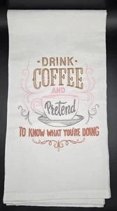 Hand embroidered kitchen towel, coffee. 27"x27" - Picture 1 of 1