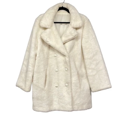 Chaqueta de vacaciones retro de piel sintética Herman Kay blanca vintage talla 18 Foto 1 de 4