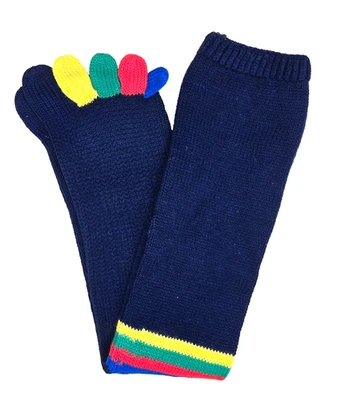 Extra Long Toe Socks, Unisex, One Size, Navy & Rainbow, NEW - Image 1 of 4