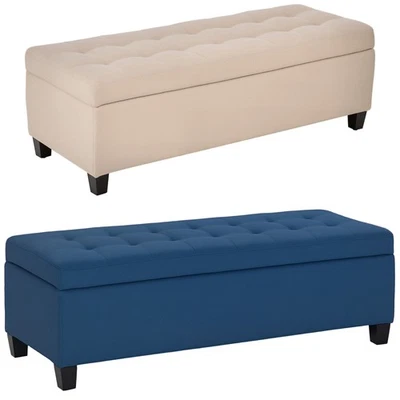 HOMCOM Sitzbank Polsterbank mit Stauraum, Bettbank mit Deckel, Leinenoptik - Bild 1 von 3