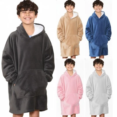Hugy Shagy Kinder Hoodie Decke Oversized Sherpa Fleece Sweatshirt Supersoft Warm - Bild 1 von 4