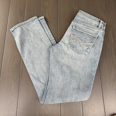 Мужские джинсы BKE с пряжкой Jake прямые штанины 30x34 светло-голубые премиум эластичная джинсовая ткань - Изображение 1 из 4