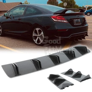 For Honda Civic 4Dr Sedan JDM Carbon Rear Bumper Diffuser Lip Fins Spoiler Wing - Foto 1 di 14