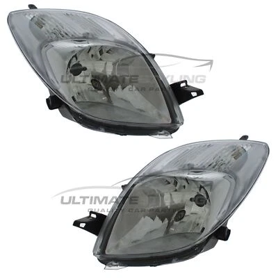 Par de faros delanteros cromados para Toyota Yaris 2005-2008 izquierdo y derecho Foto 1 de 4