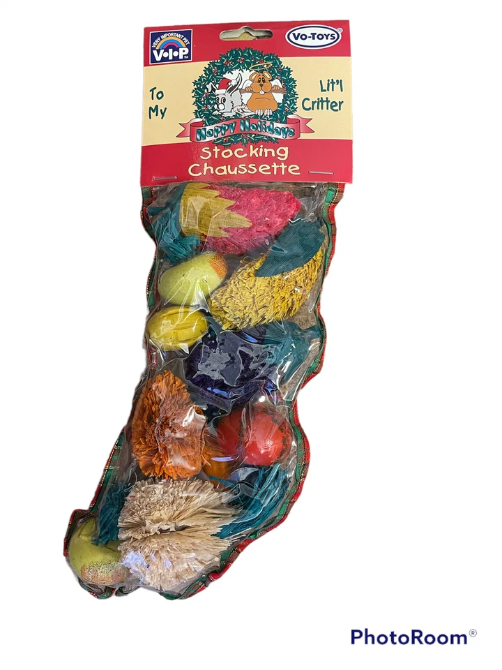 Holiday Stocking 10 Piece Christmas Gift Small Animal Chews Sisal Wood Loofa NEW - Image 1 of 1