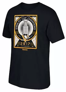 Reebok Men's Pittsburgh Penguins Stanley Cup T-Shirt 2017 Presentation Black M - Picture 1 of 1