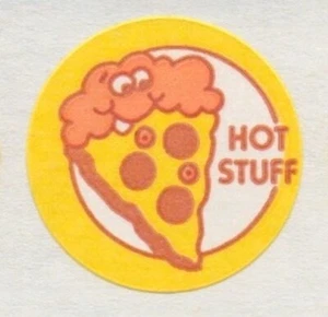 Vintage 1980s Trend Scratch And Sniff Matte Pizza Hot Stuff Stinky Stickers NoTM - Picture 1 of 1