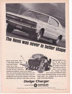 1966 426 Hemi Dodge Charger Print-Ad / Great Art - Picture 1 of 1